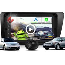 Combo Kit Central Multimidia Android MP5 7 polegadas + Camera de ré + Moldura Honda Civic 01/06
