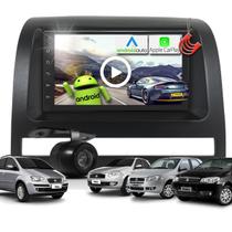 Combo Kit Central Multimidia Android MP5 7 pols + Camera ré + Moldura Preta Palio Siena Idea Strada