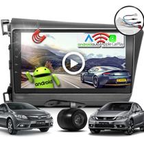 Combo Kit Central Multimidia Android MP5 9 polegadas + Camera de ré + Chicotes + Moldura Civic 14/16