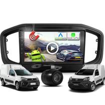 Combo Kit Central Multimidia MP5 Android 9 pol + Camera de ré + Moldura Nova Fiorino e Partner Rapid