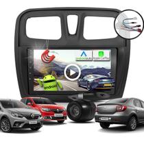 Combo Kit Central Multimidia MP5 Android 9 polegadas + Camera ré + Chicote + Moldura Sandero e Logan