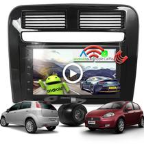 Combo Kit Central Multimidia MP5 Android + Camera de ré + Moldura Black Piano Punto 2007 Até 2012