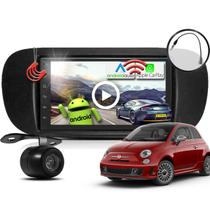 Combo Kit Central Multimidia MP5 Android + Camera de ré + Moldura + Chicote Fiat 500 2009 a 2015
