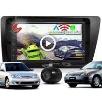 Combo Kit Central Multimidia MP5 Android + Camera de ré + Moldura Honda Civic 2001 até 2006