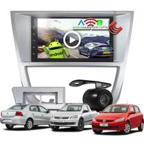 Combo Kit Central Multimidia MP5 Android + Camera de ré + Moldura Prata Gol Voyage Saveiro G5