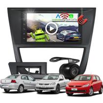 Combo Kit Central Multimidia MP5 Android + Camera de ré + Moldura Preta Gol Voyage Saveiro G5