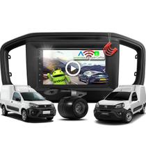 Combo Kit Central Multimidia MP5 Android + Camera de ré + Moldura Preta Nova Fiorino e Partner Rapid