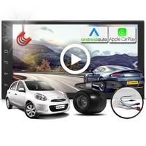 Combo Kit Central Multimidia MP5 + Camera de ré + Chicotes March 2011 A 2014 AndroidAuto CarPlay