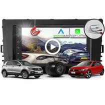 Combo Kit Central Multimidia MP5 + Camera de ré + Moldura Black Piano + Chicote Polo Virtus T-Cross