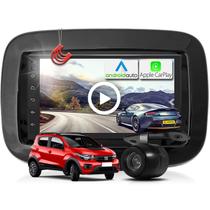 Combo Kit Central Multimidia MP5 + Camera de ré + Moldura Black Piano Fiat Mobi AndroidAuto CarPlay