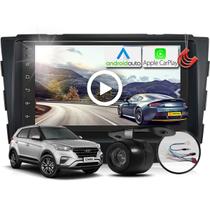 Combo Kit Central Multimidia MP5 + Camera de ré + Moldura Preta + Chicote Creta AndroidAuto CarPlay