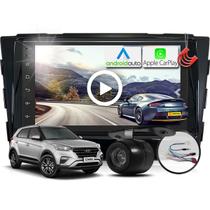 Combo Kit Central Multimidia MP5 + Camera + Moldura Black Piano + Chicote Creta AndroidAuto CarPlay