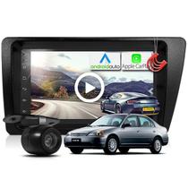 Combo Kit Central Multimidia MP5 + Camera ré + Moldura Honda Civic 2001 até 2006 AndroidAuto CarPlay