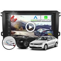 Combo Kit Central Multimidia MP5 + Camera ré + Moldura Preta + Chicote Jetta - AndroidAuto CarPlay