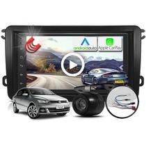 Combo Kit Central Multimidia MP5 + Camera ré + Moldura Preta + Chicote Voyage G7 AndroidAuto CarPlay