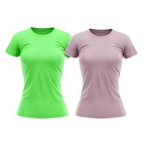 Combo Kit de 2 Camisas Femininas Manga Curta Proteção Uv Respirável Academia Dia a Dia