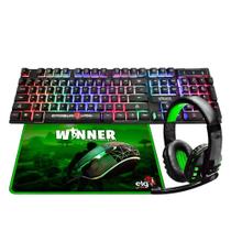 Combo Kit Gamer 4 em 1 Gamer Winner Elg Teclado Mouse Headset Mouse Pad