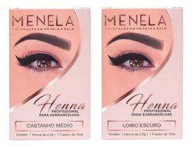 Combo Kit Henna Menela 1 Castanho Médio + 1 Castanho Escuro