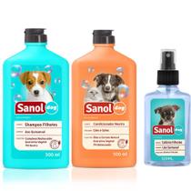 Combo Kit para Banho em Cachorros filhotes: Shampoo, Condicionador e Perfume Baby Filhotes Sanol