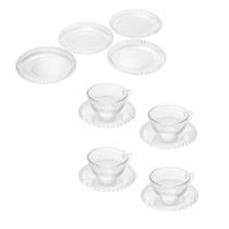 Combo Kit para Chá 4 Xícaras 180 ml com Pires + 4 Pratos Sobremesa Pearl Bolinha Wolff Transparente Combo Kit para Chá 4 Xícaras 180 ml com Pires + 4 Pratos Sobremesa Pearl Bolinha Wolff Transparente