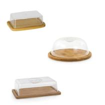 Combo Kit Porta Queijo + Porta + Porta Frios Bambu