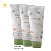 Combo Kit Shampoo versão 100ml c/ 3 unidades Mamãe e Bebê