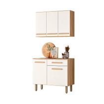 Combo Lemon Para Cozinha Armário Aéreo + Balcão Freijo/ Off White Cristal Combo Lemon Para Cozinha Armário Aéreo + Balcão Freijo/ Off White Cristal