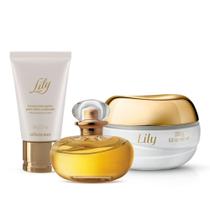 Combo Lily Le Parfum: Perfume 30ml + Creme Hidratante Desodorante Para Mãos + Creme Acetinado 250g Combo Lily Le Parfum: Perfume 30ml + Creme Hidratante Desodorante Para Mãos + Creme Acetinado 250g