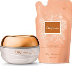 Combo Lily Lumière: Creme Acetinado Desodorante Hidratante Corporal 250g + Refil 250g Combo Lily Lumière: Creme Acetinado Desodorante Hidratante Corporal 250g + Refil 250g
