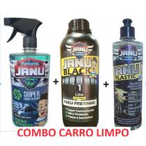 Combo Limpeza Automotiva Limpa Carro Completo Pretinho + Revitalizador + Perfume - Janu Black