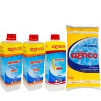 Combo limpeza de piscina e correção de PH da água: 2 Inibidor de mancha Genquest, 1 Ph Mais, 1 Ph Certo Genco Combo limpeza de piscina e correção de PH da água: 2 Inibidor de mancha Genquest, 1 Ph Mais, 1 Ph Certo Genco