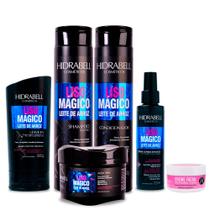 Combo Liso Magico Leite de Arroz Hidratante Facial Hidrabell Cabelos Alinhados e Pele Hidratada