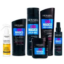 Combo Liso Mágico Leite de Arroz Queratina Hidrabell Antifrizz, Proteção Térmica e Liso Duradouro