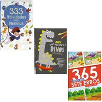 Combo Livro 333 Atividades Para Meninos + Atividades de Dinossauros + Jogo dos Sete Erros Crianças Filhos Infantil - Igreja Cristã Amigo Evangélico