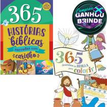 Combo Livro 365 Histórias Bíblicas Narradas com Carinho + Livro 333 Histórias da Bíblia para Colorir Ilustrada Infantil - Igreja Cristã Amigo Evangélico