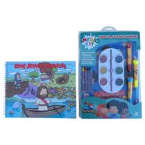 Combo Livro de colorir cute Jesus e os Discipulos + Mega kit ler, colorir e brincar