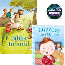Combo Livro Orações para meninos + Bíblia Infantil Ciranda Cultural Crianças Infantil Evangélico Filhos Meninos Bebê - Igreja Cristã Amigo Evangélico
