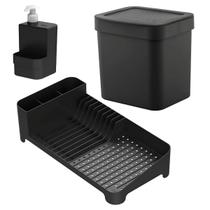 Combo Lixeira De Pia 4,7L + Escorredor de Louças + Dispenser 500ml KTE143 - Ou