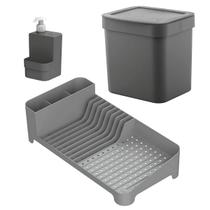 Combo Lixeira De Pia 4,7L + Escorredor de Louças + Dispenser 500ml KTE143 - Ou