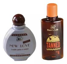 combo Loção New Love E Bronzeador Tanned Nawts Life Corpo