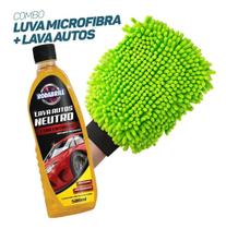 Combo: Luva De Microfibra Lava Carro Moto + Lava Autos