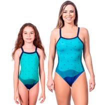Combo mãe e filha par maiôs acqua proteção uv 50+ kauna Combo mãe e filha par maiôs acqua proteção uv 50+ kauna