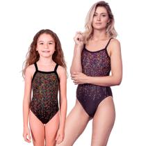 Combo mãe e filha par maiôs pixel proteção uv 50+ kauna