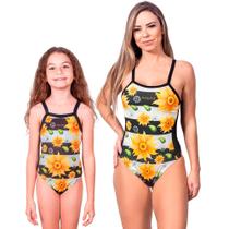 Combo mãe e filha par maiôs sunflower proteção uv 50+ kauna