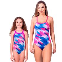 Combo mãe e filha par maiôs violeta proteção uv 50+ kauna