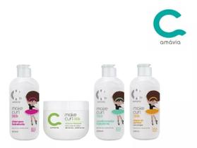Combo Make Curl Kids Amavia Cacho Criança Creme Cabelos Hair