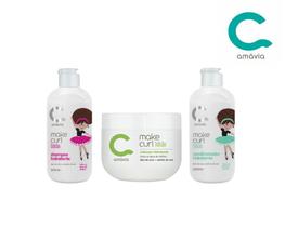 Combo Make Curl Kids Amavia Cacho Infantil Hidratação Creme