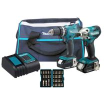 Combo Makita 18V Parafusadeira/Furadeira de Impacto + Jogo de Bits/Pontas 25mm 40 Peças B-69543 Impact Gold Makita