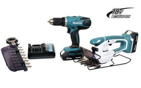 Combo makita dk18082x1 (kit c/ parafusadeira 18v df457dwe + tesoura um167dwx biv)