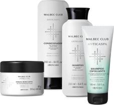 Combo Malbec Club Anticaspa: Shampoo 250ml + Shampoo Esfoliante 150ml + Condicionador 250ml + Pomada